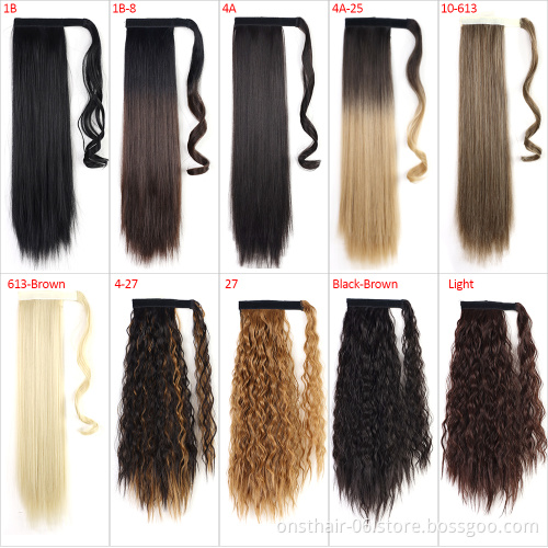 Straight And Kinky Curly Long Wavy Pocket Ponytail Wrap on Clip Hair In synthetic Hair Extension Pony Tail Fack Hair Eextension